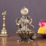 4" Brass Lakshmi Idol on Lotus | Divine Prosperity Murti | Sacred Temple Art